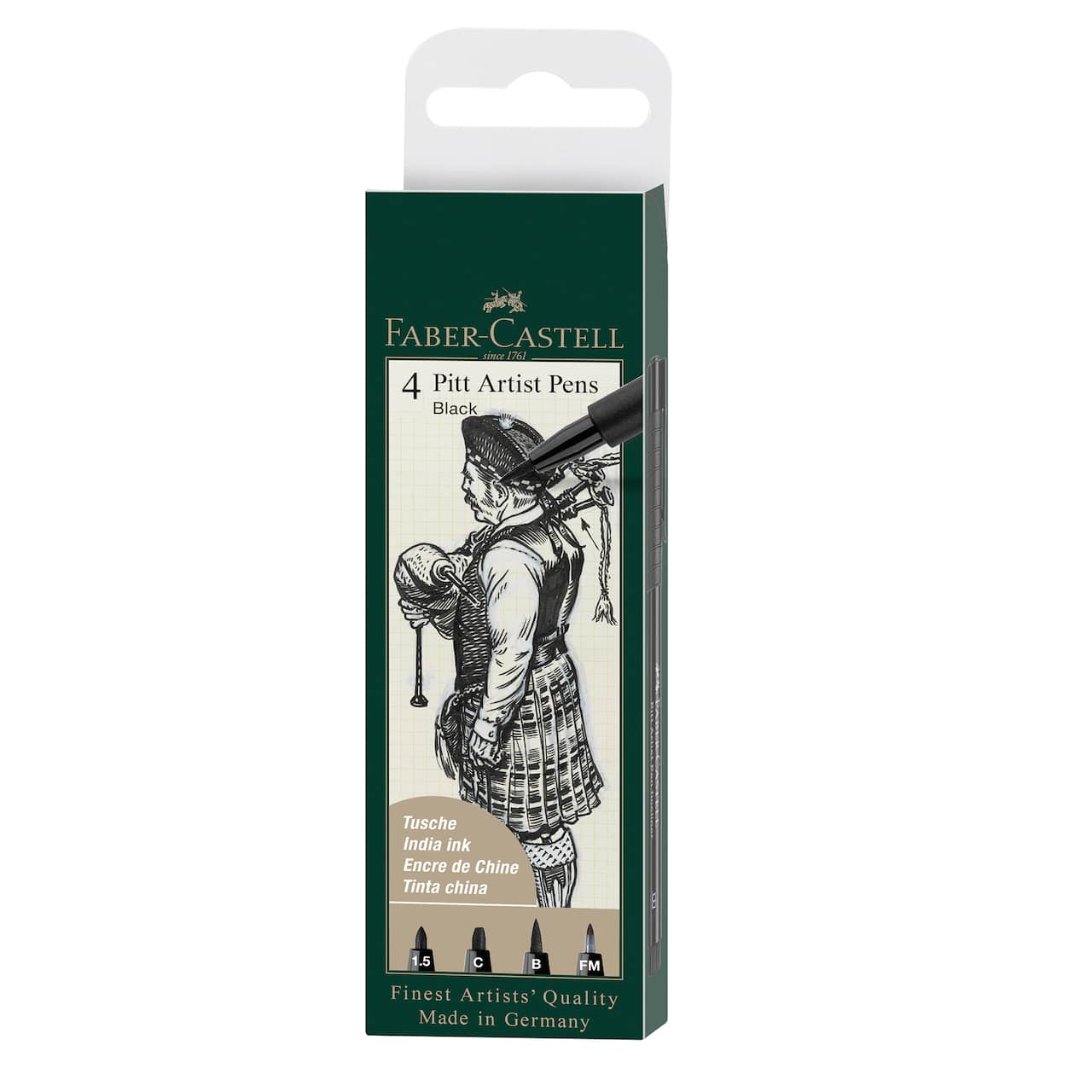Ensemble de 4 stylos d’artiste noirs Pitt de Faber-Castell